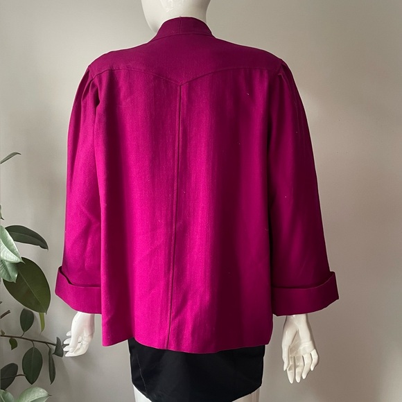 Perruzza Pure Virgin Wool Jacket  vintage Magenta Pink Cropped Italian Blazer - Picture 3 of 11